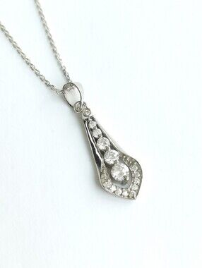 Sterling Silver Calla Lilly CZ Pendant Necklace 🆕